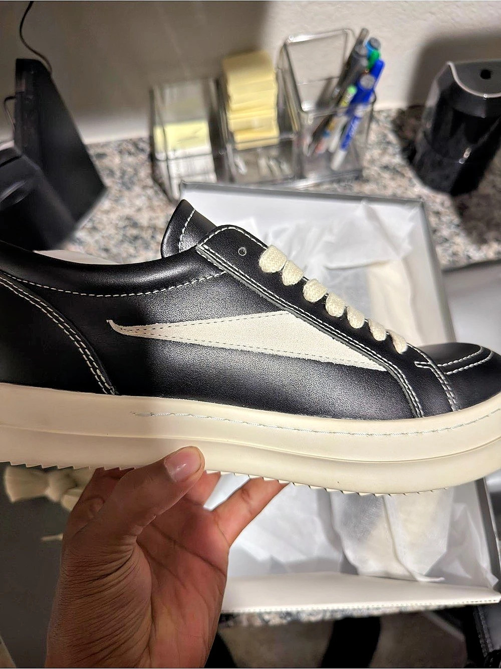 Rick Owens Abstract Low Sneakers Low Sneakers Black & White US 9 NWT